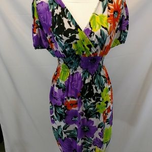 Paris Pink Faux Wrap Floral Dress Size M